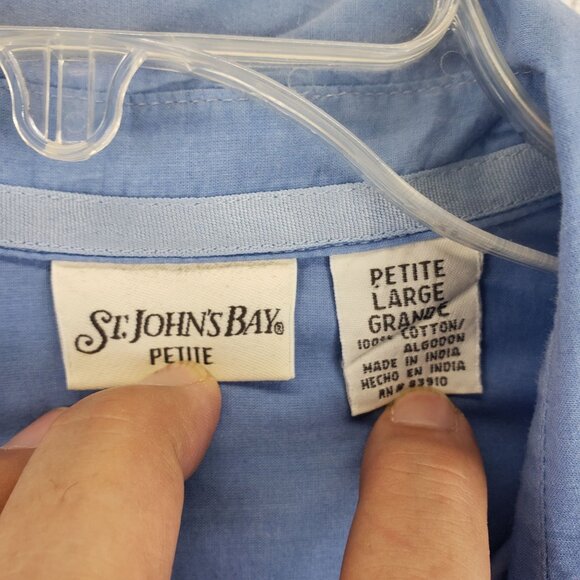 ST. Johns Bay Womens Gradient Blue To White Button-Up Long Sleeve Shirt Petite L - Picture 10 of 11